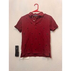 Polo Ralph Lauren All Over‎ Pony Polo Shirt Burgundy Boys Size M (10-12)